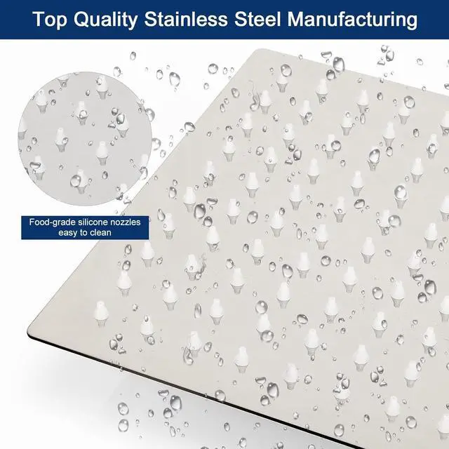 Alt view image 5 of 7 - NearMoon Rain Shower Head With Shower Arm, Ceiling Mount Square Shower, Stainless Steel Ceiling Rainfall Showerhead- Waterfall Full Body Coverage (8 Inch, Chrome Finish)