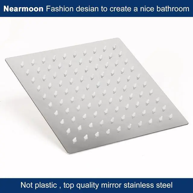 Alt view image 4 of 7 - NearMoon Rain Shower Head With Shower Arm, Ceiling Mount Square Shower, Stainless Steel Ceiling Rainfall Showerhead- Waterfall Full Body Coverage (8 Inch, Chrome Finish)