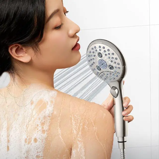 Alt view image 2 of 7 - SunCleanse Shower System, Bathroom Rainfall Shower Faucet Set Complete with 7-Setting Handheld Shower Head Combo, Included Rough in Valve and Trim Kit, Brushed Nickel