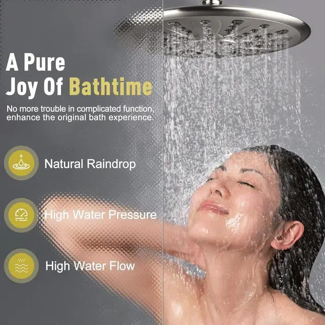 Alt view image 3 of 7 - SunCleanse Shower System, Bathroom Rainfall Shower Faucet Set Complete with 7-Setting Handheld Shower Head Combo, Included Rough in Valve and Trim Kit, Brushed Nickel