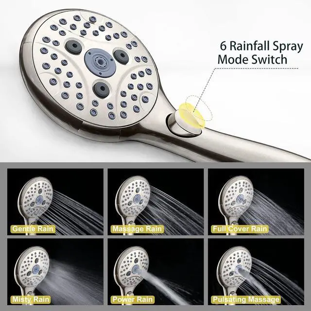 Alt view image 5 of 7 - SunCleanse Shower System, Bathroom Rainfall Shower Faucet Set Complete with 7-Setting Handheld Shower Head Combo, Included Rough in Valve and Trim Kit, Brushed Nickel
