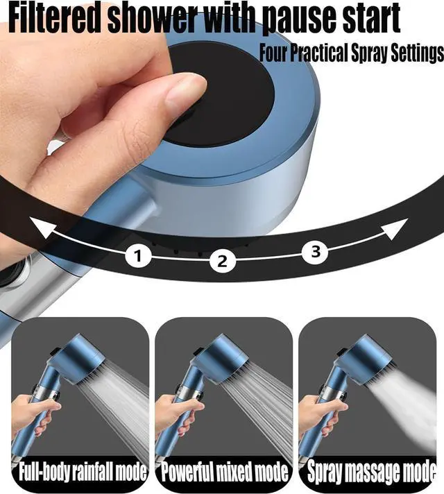 Alt view image 3 of 7 - Shower Head with Handheld,Filtered Shower Heads High Pressure, High Flow Even with Low Water Pressure-Hand Held Showerhead Set, Filtered Showerhead with 59Replacement Hose/Bracket/Cotton Filters