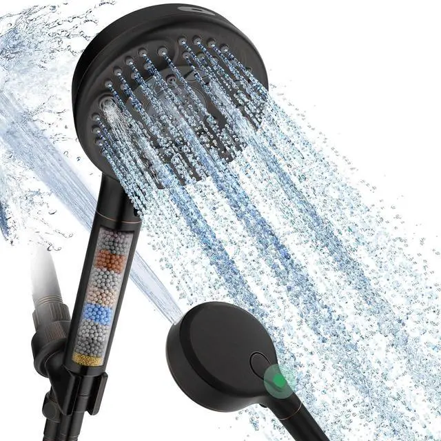 Main image of SunCleanse Filtered Shower Head with Handheld, 9-Spray Setting Detachable Showerhead with Filters, Shower Head for Hard Water - Filtered Chlorine, Improve Skin and Hair Texture, Black
