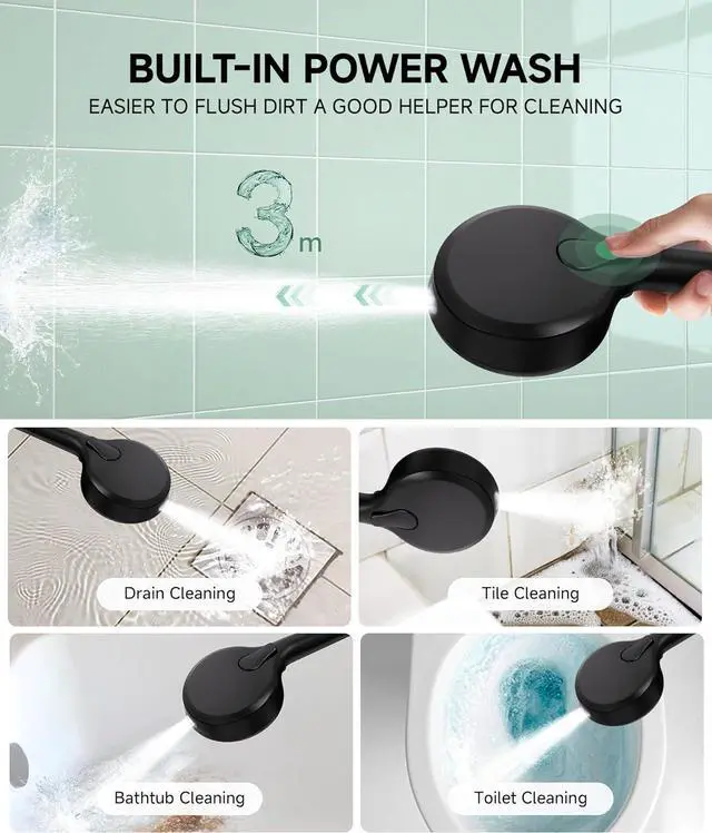 Alt view image 4 of 7 - SunCleanse Filtered Shower Head with Handheld, 9-Spray Setting Detachable Showerhead with Filters, Shower Head for Hard Water - Filtered Chlorine, Improve Skin and Hair Texture, Black