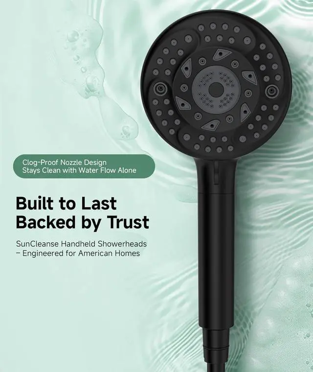 Alt view image 5 of 7 - SunCleanse Filtered Shower Head with Handheld, 9-Spray Setting Detachable Showerhead with Filters, Shower Head for Hard Water - Filtered Chlorine, Improve Skin and Hair Texture, Black