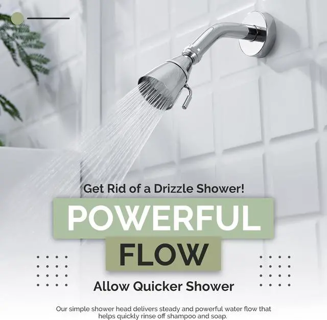 Alt view image 3 of 7 - Angle Simple High Flow Shower Head, Brass Swivel Joint Adjustable Shower Sprayer, G 1/2, Chrome