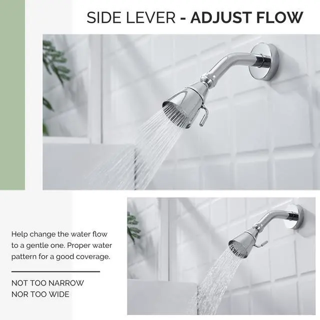 Alt view image 4 of 7 - Angle Simple High Flow Shower Head, Brass Swivel Joint Adjustable Shower Sprayer, G 1/2, Chrome