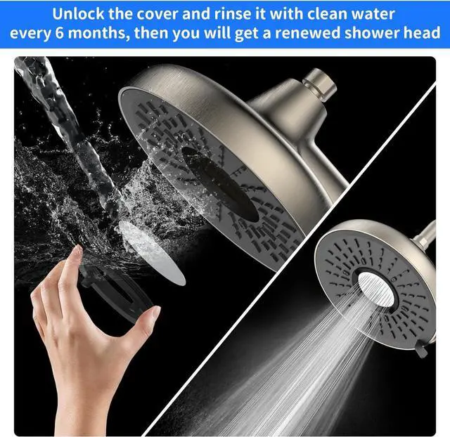 Alt view image 3 of 7 - Filtered Shower Head- 8 Inches High Pressure Fixed Rain Showerhead with Filter - filtro para ducha de baño (Blushed Nickel)
