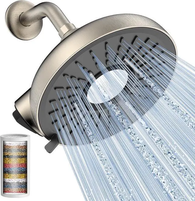 Alt view image 7 of 7 - Filtered Shower Head- 8 Inches High Pressure Fixed Rain Showerhead with Filter - filtro para ducha de baño (Blushed Nickel)