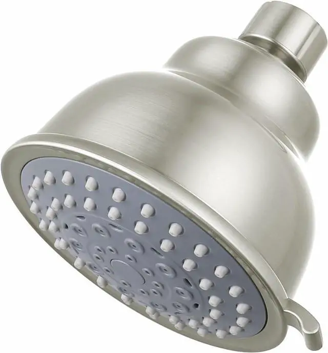 Main image of Voolan High Pressure Shower Head - 4 Inches Rain Showerhead - 5 Spray Settings - Luxury Modern Brushed Nickel Look - Perfect Adjustable Replacement for Bathroom Shower Heads