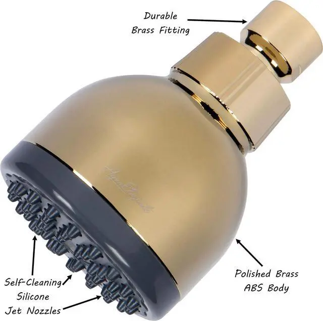 Alt view image 5 of 7 - Aqua Elegante Low Water Pressure Shower Heads - Best High Pressure Boosting Wall Mount Showerhead - Indoor And Outdoor Modern Bath Spa Head, 2.5 GPM - Polished Brass