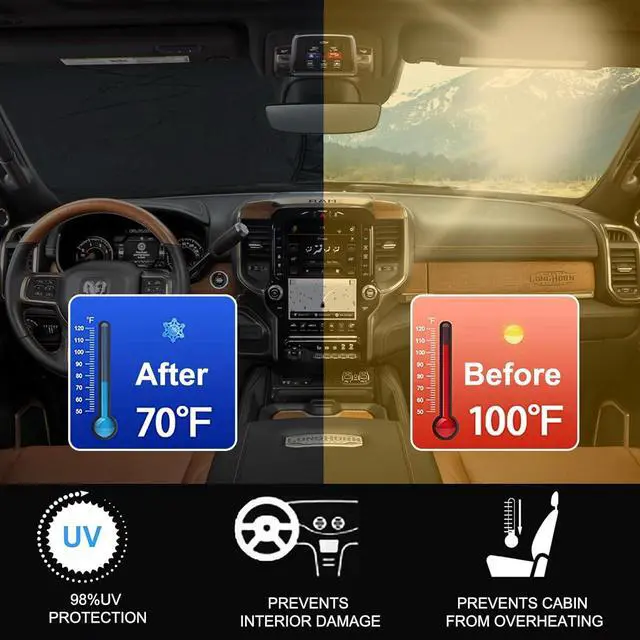 Alt view image 2 of 6 - 2024 Upgrade Front Windshield Sunshade Fit for Dodge RAM 2500 3500 2010-2025 Foldable Car Shade Automotive Windshield Sunshades for Dodge RAM 2500 3500 Accessories |Keeps Your Vehicle Cool|