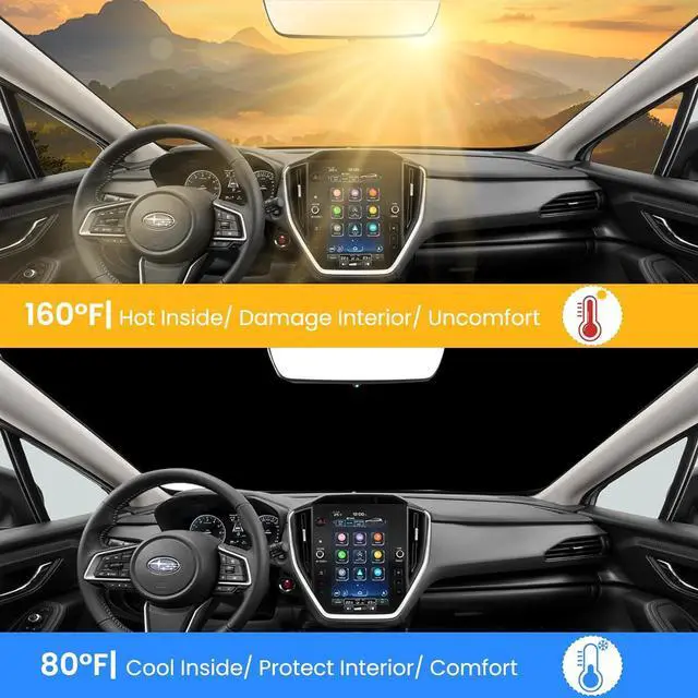Alt view image 2 of 7 - Foldable Sun Shade WODSTA Full Coverage Windshield Sunshade Compatible with Subaru crosstrek 2024 2025 All Model 4-Layer Thickened Windows Visor 240T Polyester Windshield Sun Shade