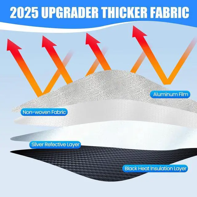 Alt view image 5 of 7 - Foldable Sun Shade WODSTA Full Coverage Windshield Sunshade Compatible with Subaru crosstrek 2024 2025 All Model 4-Layer Thickened Windows Visor 240T Polyester Windshield Sun Shade