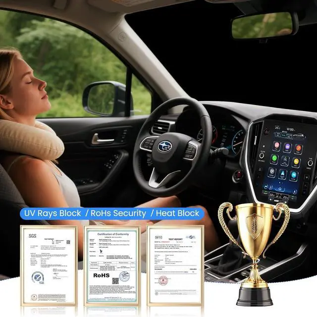 Alt view image 7 of 7 - Foldable Sun Shade WODSTA Full Coverage Windshield Sunshade Compatible with Subaru crosstrek 2024 2025 All Model 4-Layer Thickened Windows Visor 240T Polyester Windshield Sun Shade