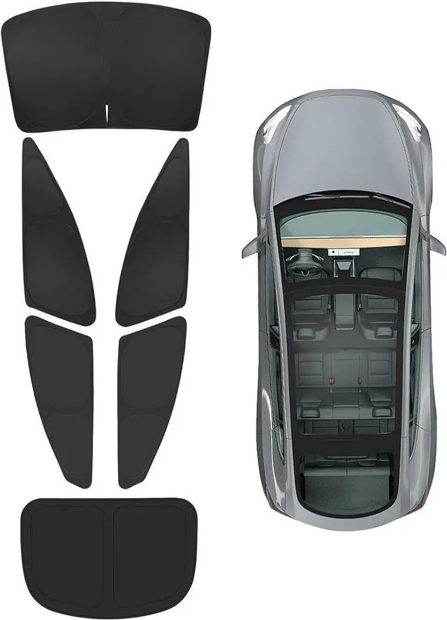 Main image of BASENOR 6PCS 2022-2025 Tesla Model S/Model S Plaid Side Window Sunshade Windshield Sunshade Privacy Shade Camping Rear Windshield Shades Reflective Covers Sunproof UV Rays and Privacy Protection