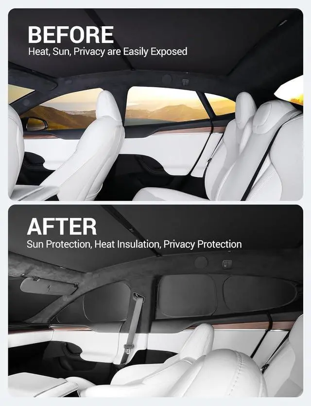 Alt view image 2 of 7 - BASENOR 6PCS 2022-2025 Tesla Model S/Model S Plaid Side Window Sunshade Windshield Sunshade Privacy Shade Camping Rear Windshield Shades Reflective Covers Sunproof UV Rays and Privacy Protection