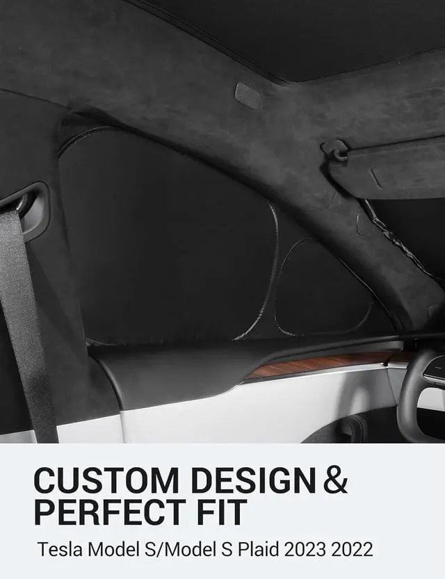 Alt view image 3 of 7 - BASENOR 6PCS 2022-2025 Tesla Model S/Model S Plaid Side Window Sunshade Windshield Sunshade Privacy Shade Camping Rear Windshield Shades Reflective Covers Sunproof UV Rays and Privacy Protection