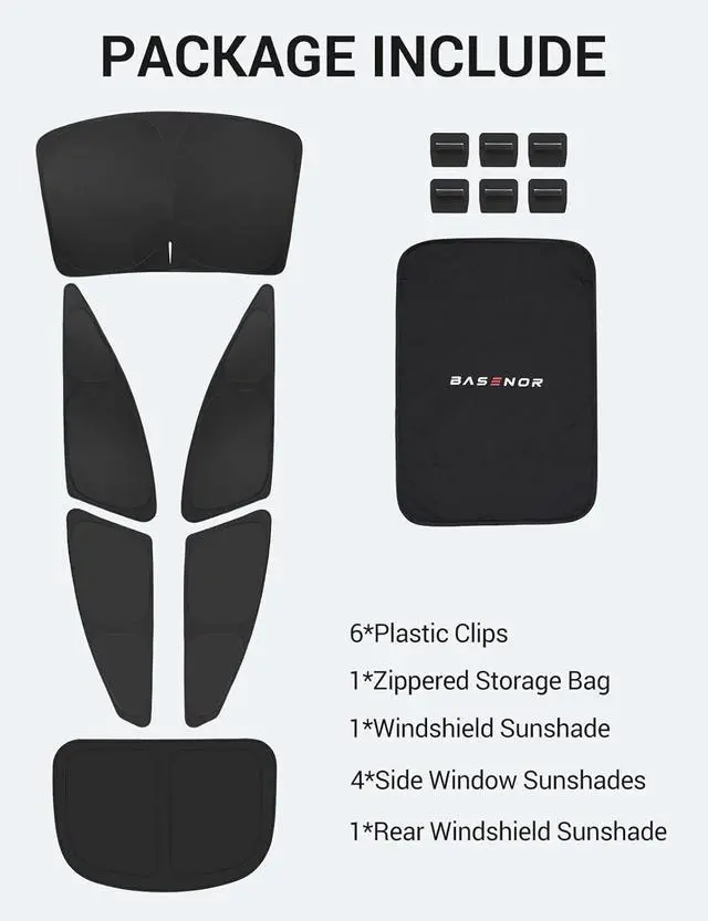 Alt view image 7 of 7 - BASENOR 6PCS 2022-2025 Tesla Model S/Model S Plaid Side Window Sunshade Windshield Sunshade Privacy Shade Camping Rear Windshield Shades Reflective Covers Sunproof UV Rays and Privacy Protection