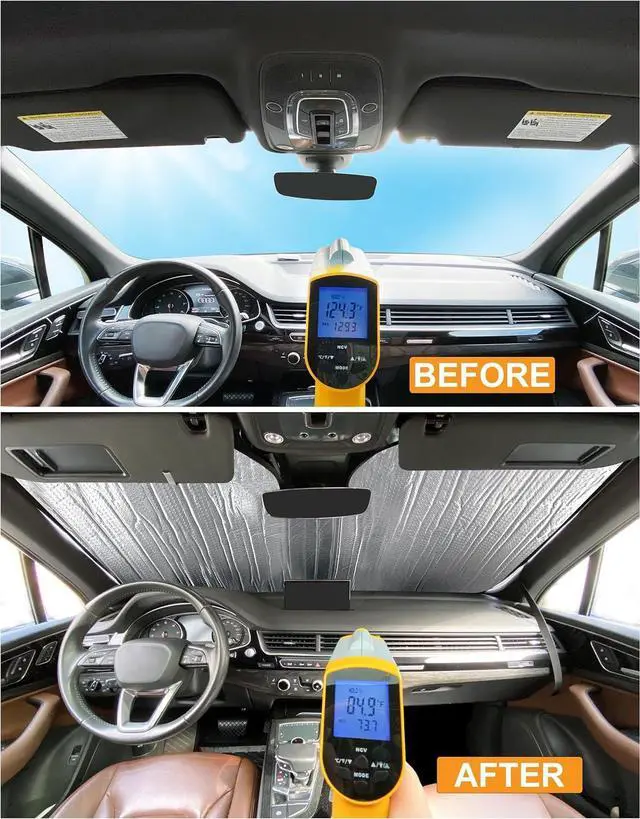 Alt view image 7 of 7 - YelloPro Custom Fit Automotive Reflective Front Windshield Sunshade Accessories UV Reflector Sun Protection for 2017 2018 2019 2020 Mercedes-Benz SLC Roadster 300, AMG SLC43, Sport Package Convertible