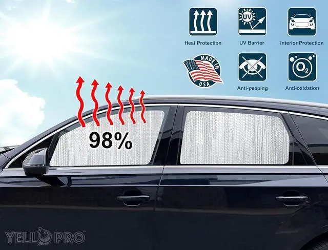 Alt view image 2 of 7 - Side Window Front Seat Reflective Sunshade Custom Fit for 2019 2020 2021 2022 2023 Hyundai Santa Fe SUV, Plug-in Hybrid, Hybrid, UV Sun Protection Accessories (Set of 2)