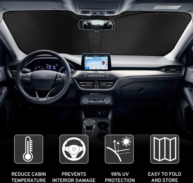 Alt view image 3 of 7 - Car Windshield Sun Shade Sunshade Compatible with Honda CRV CR-V 2026 2025 2024 2023 LX EX EX-L EX-L Navi Hybrid Sport Touring Accessories, Car Front Window Sun Shield Visor