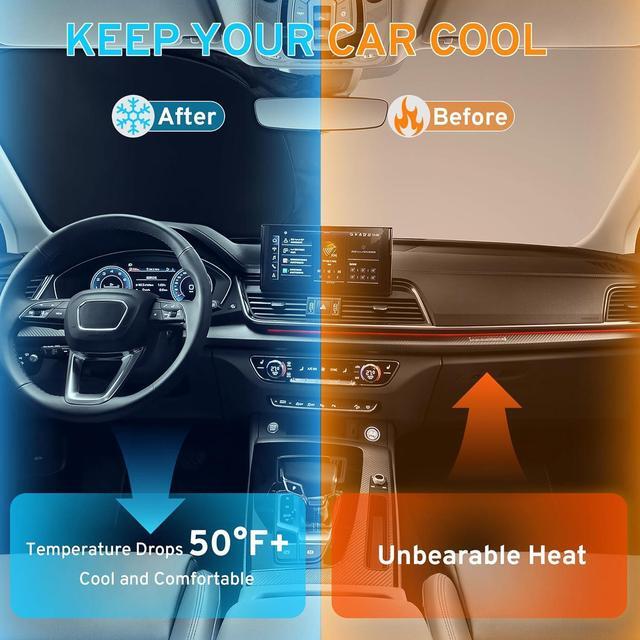 Alt view image 5 of 7 - Car Windshield Sun Shade Sunshade Compatible with Honda CRV CR-V 2026 2025 2024 2023 LX EX EX-L EX-L Navi Hybrid Sport Touring Accessories, Car Front Window Sun Shield Visor