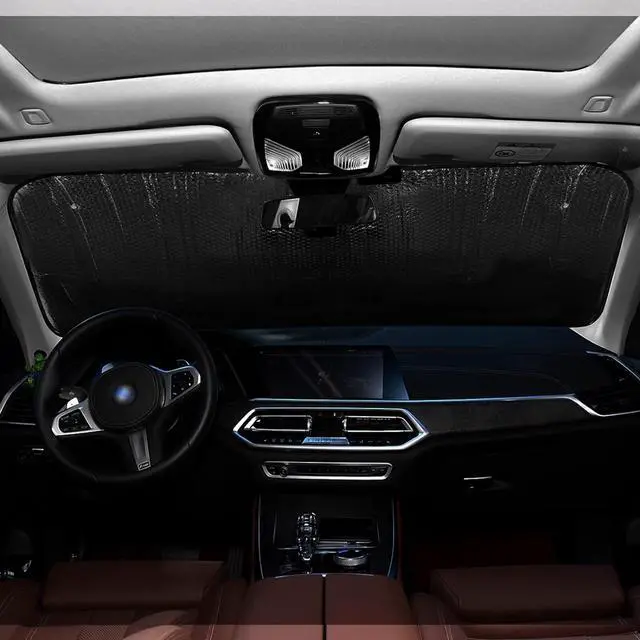 Alt view image 6 of 7 - Blue Evil Eyes Windshield Sun Shade - Foldable Car Front Window Sunshades for Most Sedans SUV Truck, Blocks UV Rays and Keeps Your Vehicle Cool