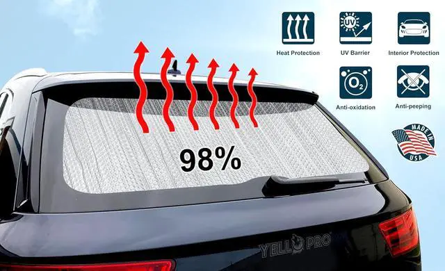 Alt view image 2 of 7 - YelloPro Auto Rear Tailgate Window Sunshade Custom Fit for 2008 2009 2010 2011 2012 2013 2014 2015 2016 2017 2018 Chrysler Town & Country Minivan, Limited, Touring, Touring-L, UV Reflector Protection