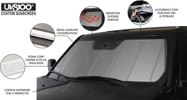 Alt view image 3 of 4 - Covercraft UVS100 Custom Sunscreen | Fits 2014-2018 Mazda 3 Hatchback/Sedan| Silver