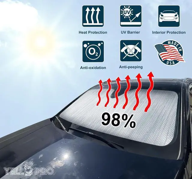 Alt view image 2 of 7 - YelloPro Custom Fit Automotive Reflective Front Windshield Sunshade Accessories UV Reflector Sun Protection for 2017 2018 2019 2020 Mercedes-Benz SLC Roadster 300, AMG SLC43, Sport Package Convertible