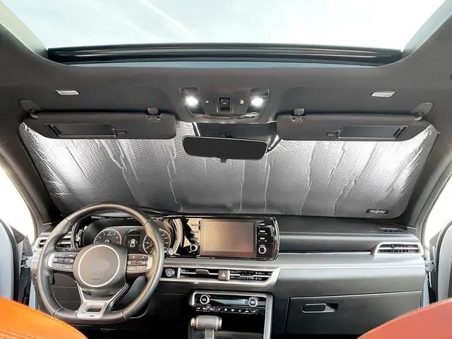 Alt view image 3 of 7 - YelloPro Custom Fit Front Windshield Reflective Sunshade for 2021 2022 2023 2024 2025 Kia K5 Sedan, Sun Shade Protector Accessories [Made in USA]