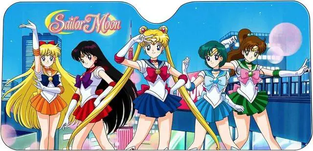 Main image of Sailor Moon Car Sunshade Windshield Featuring All of The Sailor Scouts, 28 X 58 Inches
