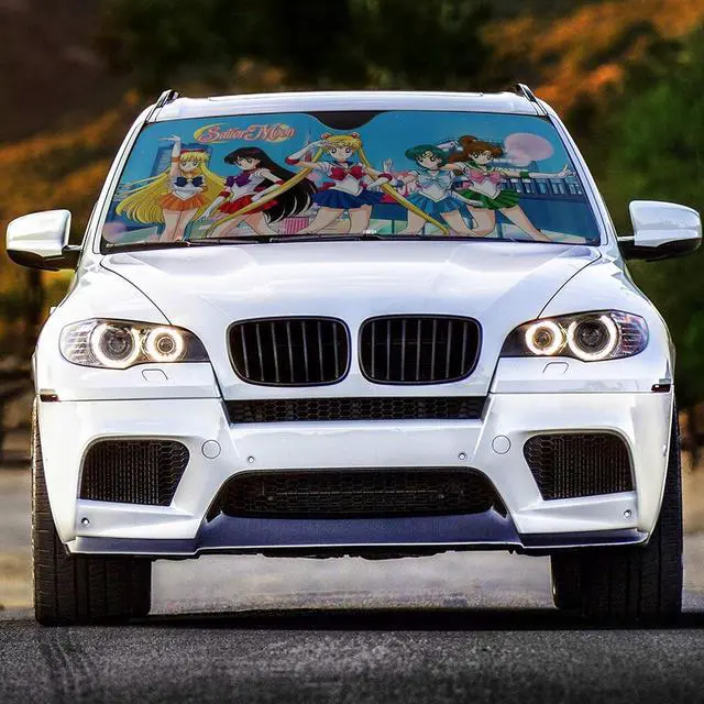 Alt view image 4 of 7 - Sailor Moon Car Sunshade Windshield Featuring All of The Sailor Scouts, 28 X 58 Inches