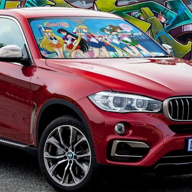 Alt view image 5 of 7 - Sailor Moon Car Sunshade Windshield Featuring All of The Sailor Scouts, 28 X 58 Inches