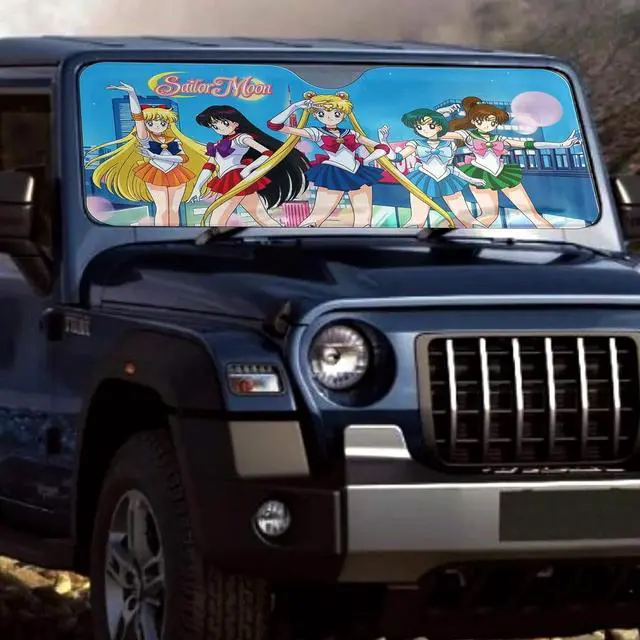 Alt view image 6 of 7 - Sailor Moon Car Sunshade Windshield Featuring All of The Sailor Scouts, 28 X 58 Inches