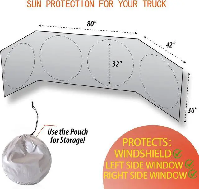 Alt view image 2 of 5 - [2025 Upgrade] TDCQQGQQ Animal Lion Black Semi-Truck Sun Shade for Windshield and Side Windows, UV Protective Coverage to Block Heat Rays, for Commercial & Big Rig