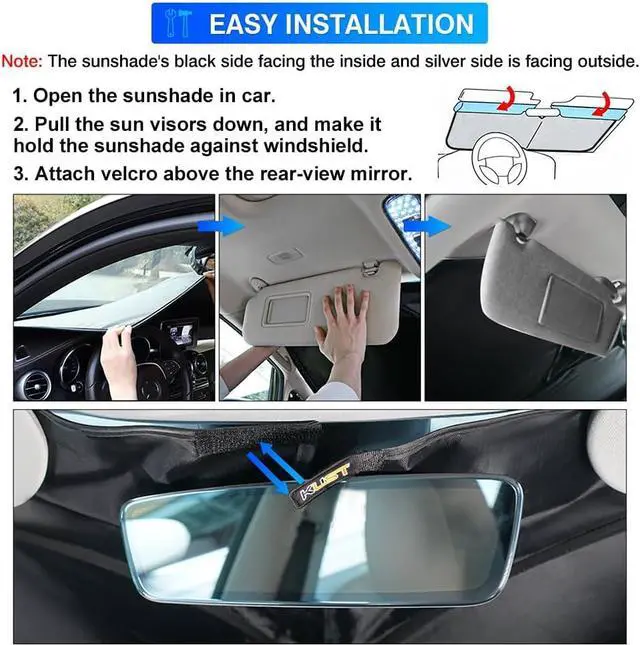 Alt view image 6 of 6 - KUST Custom Fit Windshield Sun Shade for Ford Focus 2012-2018 Hatchback Accessories Window Shade Foldable Sun Visor Protector Blocks UV Rays Keep Your Car Cooler