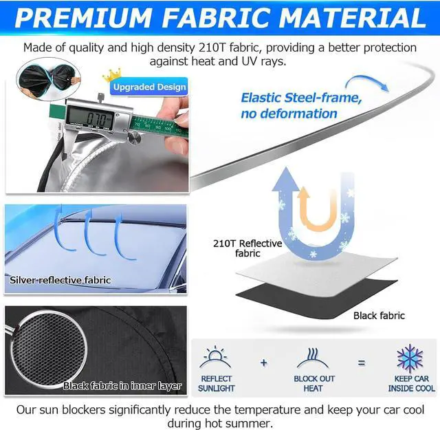 Alt view image 5 of 7 - Karltys 3PCS Windshield Sun Shade for 2022-2025 Nissan Pathfinder, Front and Side Window Sunshade Custom Fit Pathfinder, Reflective Foldable Sun Visor Cover Protector Keep Your Car Cool