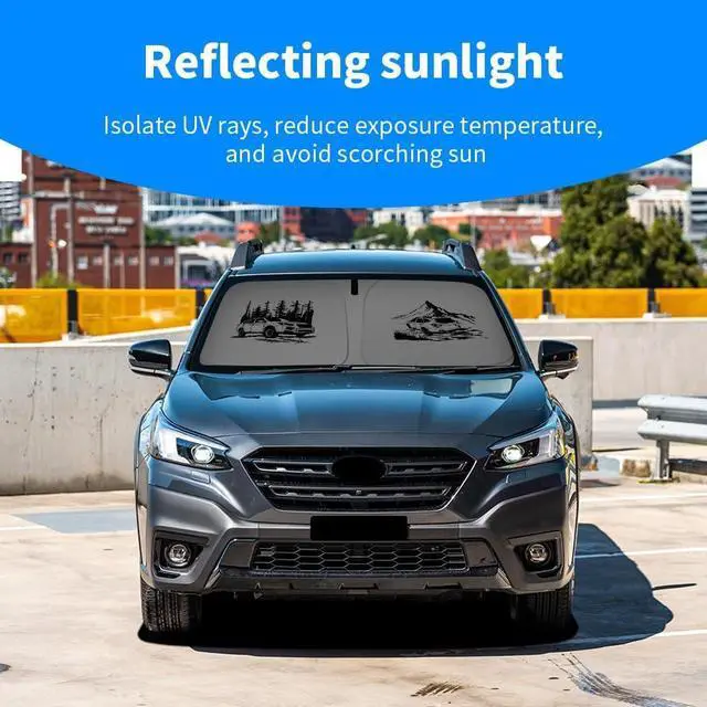 Alt view image 2 of 6 - Windshield Sunshade Compatible with Subaru Outback Blocks UV Rays Sun Visor Protector Foldable Front Window Sun Shield (Outback)
