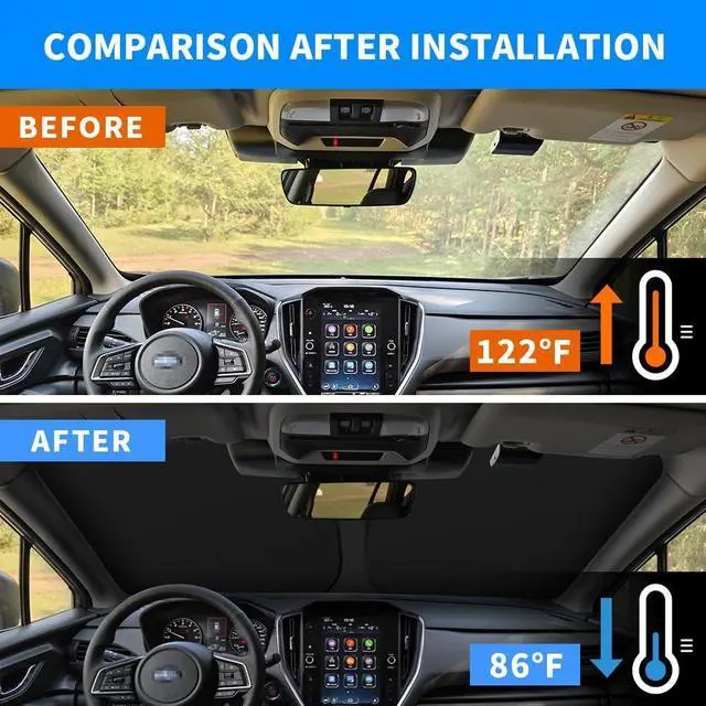 Alt view image 3 of 6 - Windshield Sunshade Compatible with Subaru Outback Blocks UV Rays Sun Visor Protector Foldable Front Window Sun Shield (Outback)