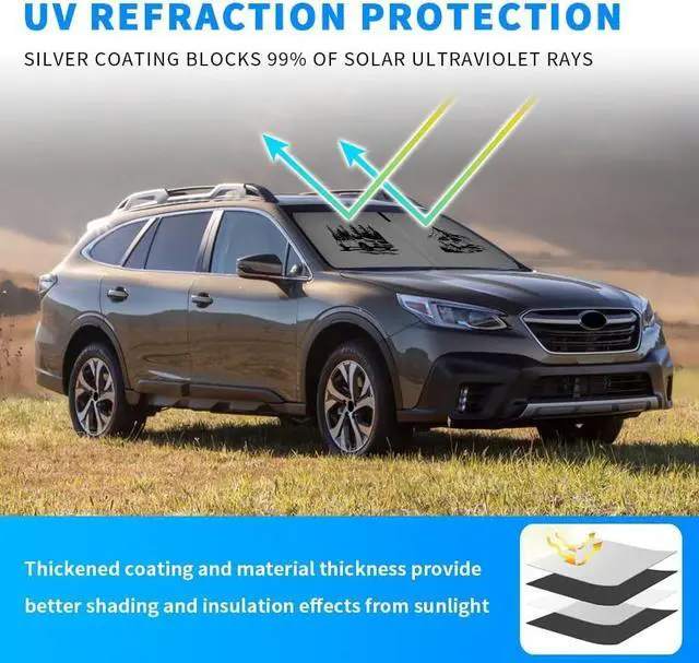 Alt view image 5 of 6 - Windshield Sunshade Compatible with Subaru Outback Blocks UV Rays Sun Visor Protector Foldable Front Window Sun Shield (Outback)