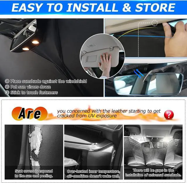 Alt view image 7 of 7 - Karltys 3PCS Windshield Sun Shade for 2022-2025 Nissan Pathfinder, Front and Side Window Sunshade Custom Fit Pathfinder, Reflective Foldable Sun Visor Cover Protector Keep Your Car Cool