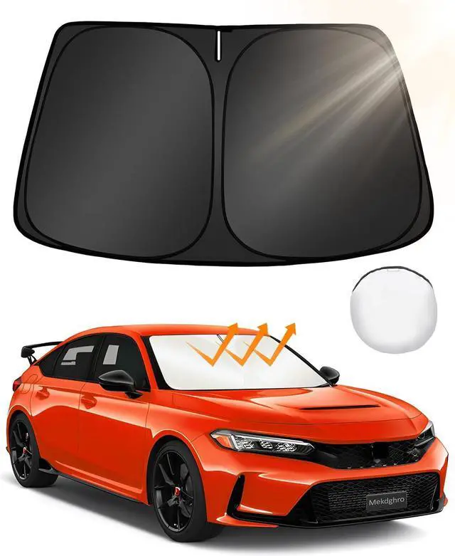 Main image of Custom Fit Windshield Sun Shade for Honda Civic 11th Gen 2022-2025, Foldable, Easy to Install & Store, Full Coverage, 210T Reflective Fabric, Blocks 99% of UV Rays