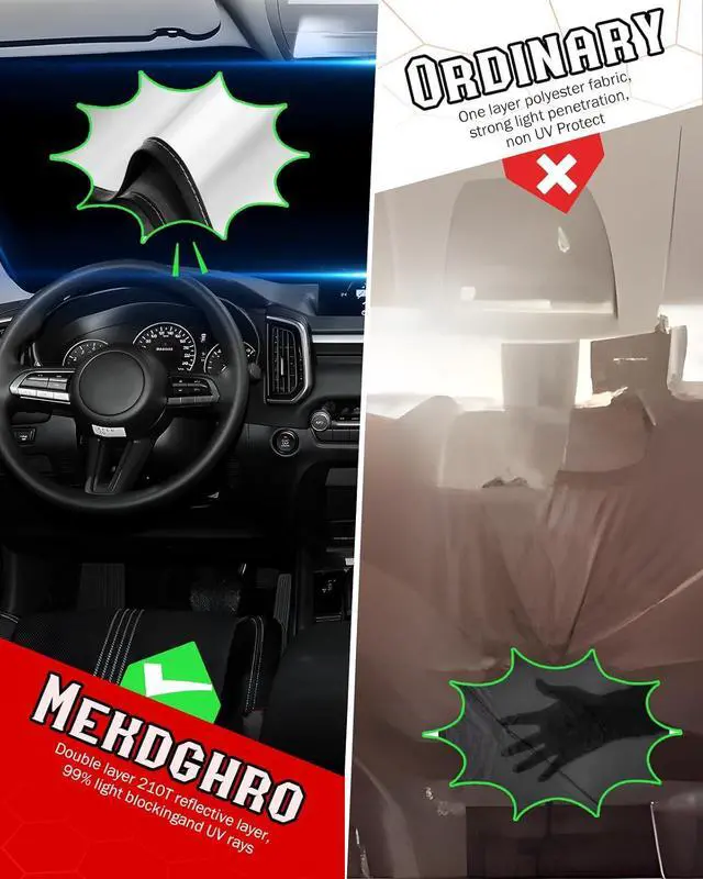 Alt view image 4 of 7 - Custom Fit Windshield Sun Shade for H-yun-dai Elantra 2021-2025, Foldable, Easy to Install & Store, Full Coverage, 210T Reflective Fabric, Blocks 99% of UV Rays