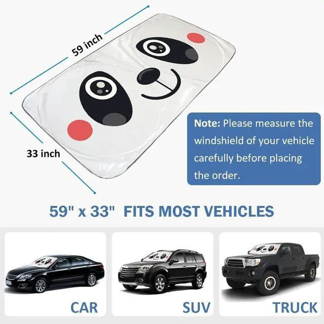 Alt view image 2 of 7 - Car Sun Shade Windshield Cute Eye Sunshade, AYAMAYA Portable Big Cute Cartoon Car Window Sun Shades Automotive Outdoor UV Rays Protector Waterproof Folding Sun Visor Cover for Baby - (59"x33")