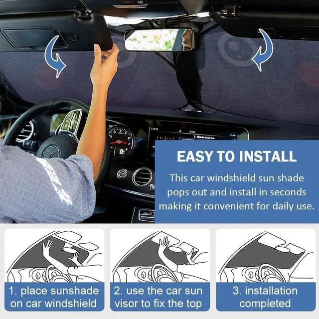 Alt view image 5 of 7 - Car Sun Shade Windshield Cute Eye Sunshade, AYAMAYA Portable Big Cute Cartoon Car Window Sun Shades Automotive Outdoor UV Rays Protector Waterproof Folding Sun Visor Cover for Baby - (59"x33")