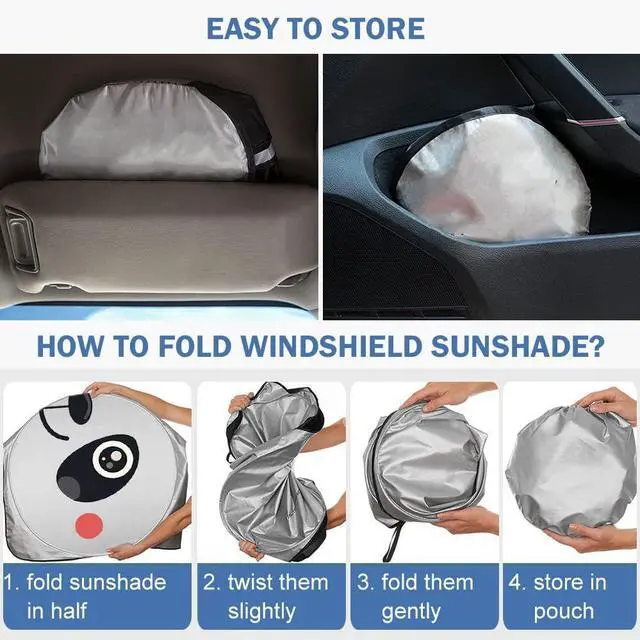 Alt view image 6 of 7 - Car Sun Shade Windshield Cute Eye Sunshade, AYAMAYA Portable Big Cute Cartoon Car Window Sun Shades Automotive Outdoor UV Rays Protector Waterproof Folding Sun Visor Cover for Baby - (59"x33")