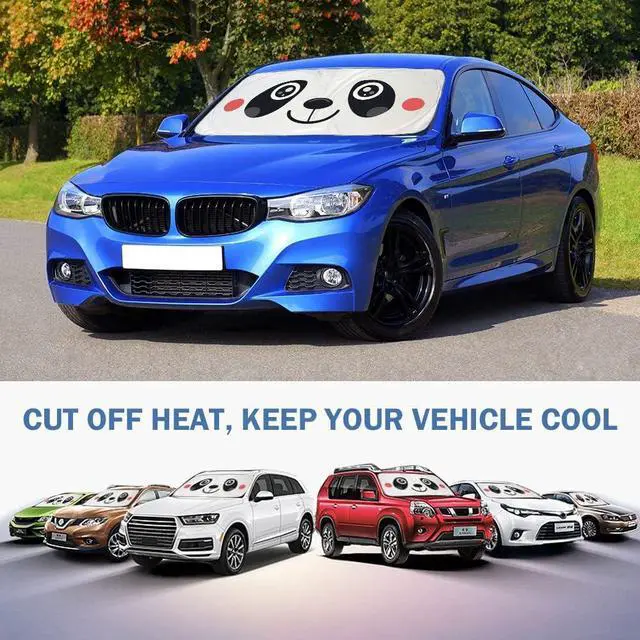 Alt view image 7 of 7 - Car Sun Shade Windshield Cute Eye Sunshade, AYAMAYA Portable Big Cute Cartoon Car Window Sun Shades Automotive Outdoor UV Rays Protector Waterproof Folding Sun Visor Cover for Baby - (59"x33")