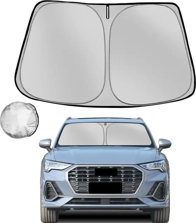 Windshield Sun Shade for 2019-2025 Audi Q3 SUV Foldable Sun Sunshade for Car Front Window Blocks UV Rays and Heat Automotive Interior Protector Custom Fit Accessories